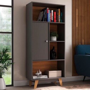 LIBRERO MULTIUSOS SEÚL COLOR NEGRO 1 PUERTA TU MESITA