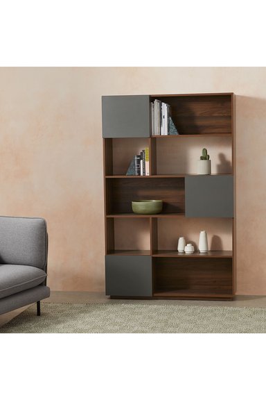 LIBRERO MODERNO SEVILLA COLOR MARRÓN/NEGRO 3 PUERTAS TU MESITA
