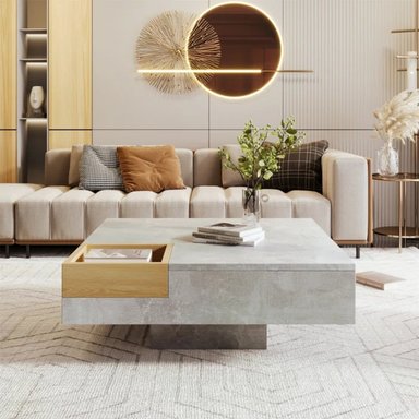 MESA DE CENTRO CUADRADA ANGELUS COLOR GRIS/DUNA TU MESITA