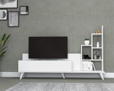 MESA DE TV CON ESTANTES BELIS BLANCO TU MESITA