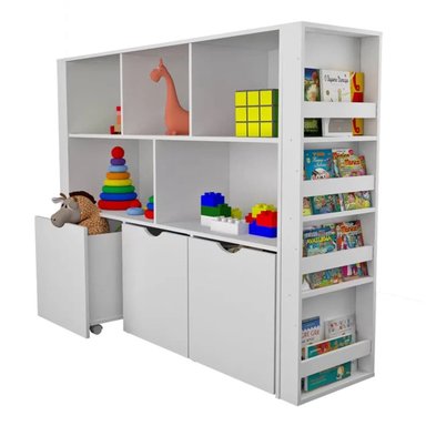 ESTANTE ORGANIZADOR PARA NIÑOS ZEUS COLOR BLANCO TU MESITA 3 BAÚLES CON RUEDAS