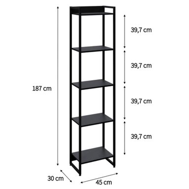 ESTANTE INDUSTRIAL MARÍN COLOR NEGRO 5 REPISAS TU MESITA - 2