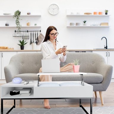 MESA DE CENTRO TU MESITA MILENA COLOR BLANCO PUERTA LEVADIZA