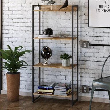 LIBRERO INDUSTRIAL BRODY COLOR ROBLE 4 REPISAS TU MESITA