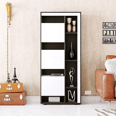 ESTANTE MULTIFUNCIONAL SHANTAL COLOR BLANCO/NEGRO TU MESITA 3 PUERTAS