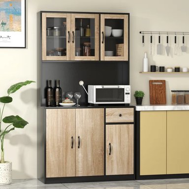 MUEBLE DE COCINA MODERNO KAILIN COLOR NEGRO/DUNA 6 PUERTAS 1 CAJÓN TU MESITA