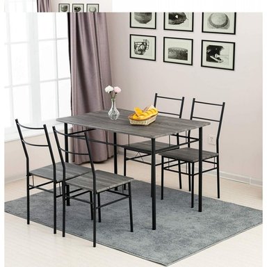 JUEGO DE COMEDOR CRATÉ GRIS MESA 110CM+ 4 SILLAS