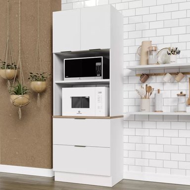 MUEBLE PARA MICROONDAS MILTON COLOR BLANCO 2 PUERTAS 2 CAJONES TU MESITA - 1