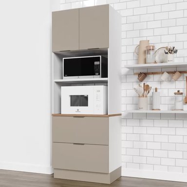 MUEBLE PARA MICROONDAS MILTON COLOR BLANCO/GRIS 2 PUERTAS 2 CAJONES TU MESITA