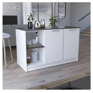 MUEBLE DE COCINA MULTIUSOS TU MESITA MERCURY COLOR BLANCO/NEGRO 2 PUERTAS