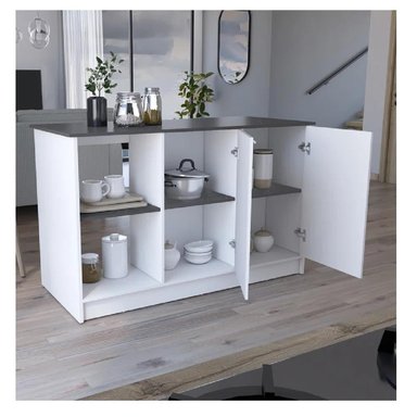 MUEBLE DE COCINA MULTIUSOS TU MESITA MERCURY COLOR BLANCO/NEGRO 2 PUERTAS - 2