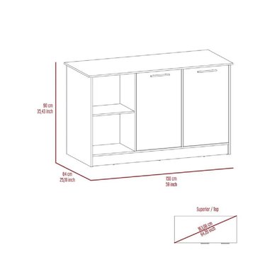 MUEBLE DE COCINA MULTIUSOS TU MESITA MERCURY COLOR BLANCO/NEGRO 2 PUERTAS - 3