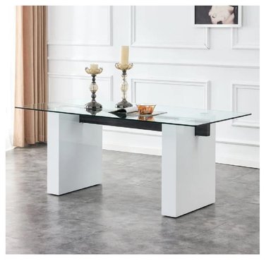MESA DE COMEDOR TU MESITA TENESSE CON VIDRIO COLOR BLANCO/NEGRO