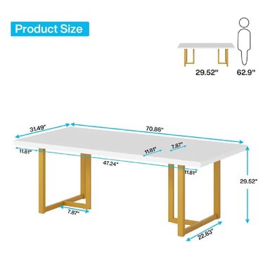 MESA DE COMEDOR CLÁSICA TU MESITA LUANA COLOR BLANCO/DORADO - 3