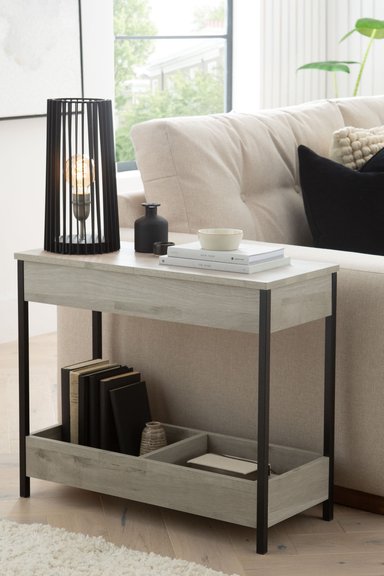 MESA LATERAL MINIMALISTA JOAN COLOR CENIZA TU MESITA