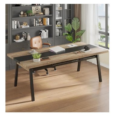 MESA MODERNA DE COMEDOR TU MESITA RODISIA COLOR MARRÓN/NEGRO 2 CAJONES