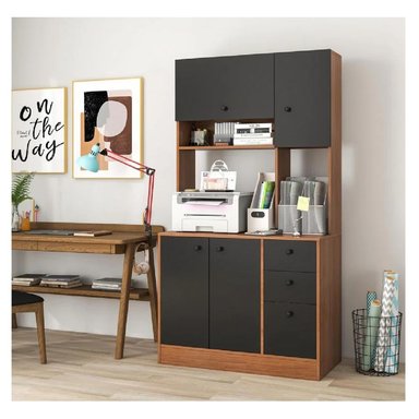 MUEBLE DE COCINA TU MESITA FERNET MELAMINA 18MM NEGRO/MARRÓN 4 PUERTAS 3 CAJONES