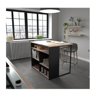 ISLA DE COCINA MODERNA TU MESITA MONTERO COLOR NEGRO/ROBLE