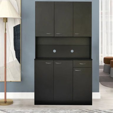 MUEBLE DE MICROONDAS MAS REPOSTERO PIERINA COLOR NEGRO TU MESITA