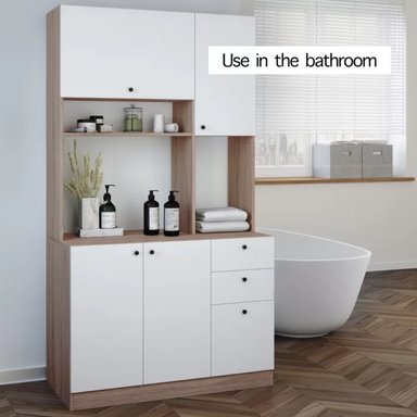 MUEBLE PARA MICROONDAS CON ORGANIZADOR PASCUAL COLOR BLANCO/DUNA TU MESITA - 3