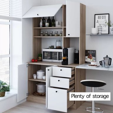 MUEBLE PARA MICROONDAS CON ORGANIZADOR PASCUAL COLOR BLANCO/DUNA TU MESITA - 5