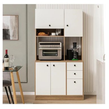 MUEBLE DE COCINA TU MESITA FERNET MELAMINA 18MM BLANCO/ROBLE 4 PUERTAS 3 CAJONES - 1