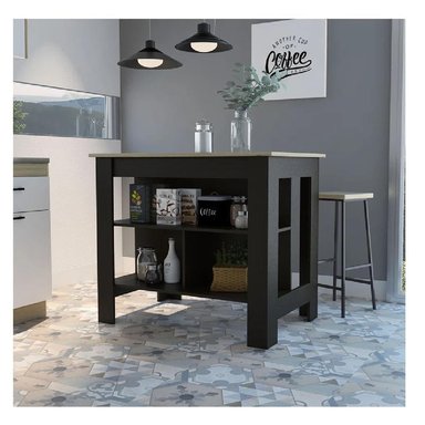 MESA AUXILIAR DE COCINA TU MESITA MARLON COLOR NEGRO/DUNA EN MELAMINA 18MM