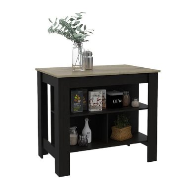 MESA AUXILIAR DE COCINA TU MESITA MARLON COLOR NEGRO/DUNA EN MELAMINA 18MM - 2