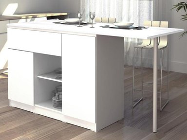 ISLA DE COCINA MODERNA RINALDI 2 PUERTAS 1 CAJÓN TU MESITA COLOR BLANCO