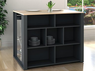 ISLA CENTRAL DE COCINA GRECIA COLOR NEGRO/ROBLE TU MESITA - 1
