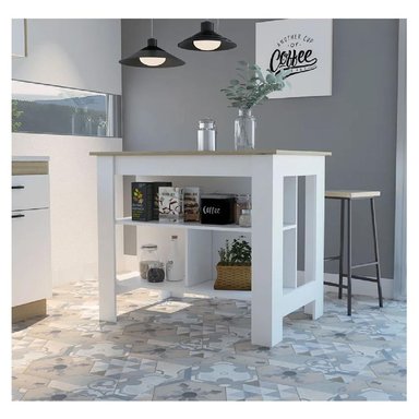 MESA AUXILIAR DE COCINA TU MESITA MARLON COLOR BLANCO/DUNA EN MELAMINA 18MM