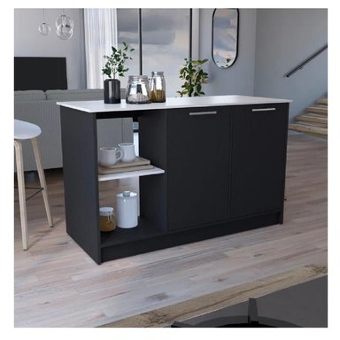 MUEBLE DE COCINA MULTIUSOS TU MESITA MERCURY COLOR NEGRO/BLANCO 2 PUERTAS