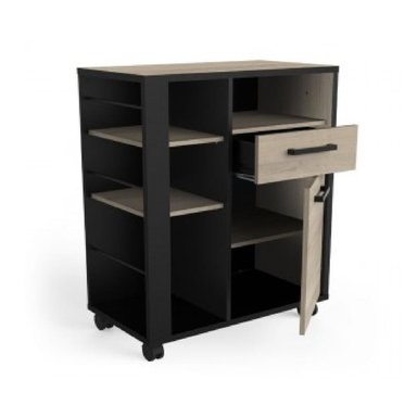 MUEBLE AUXILIAR DE COCINA TU MESITA SISSY COLOR NEGRO/ROBLE CON RUEDAS - 3