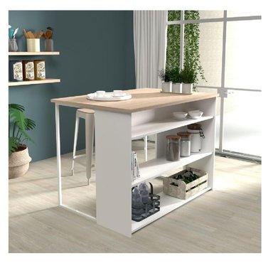 ISLA DE COCINA MODERNA TU MESITA MERCY COLOR BLANCO/ROBLE