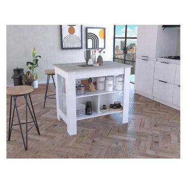 MESA AUXILIAR DE COCINA TU MESITA MARLON COLOR BLANCO/GRIS EN MELAMINA 18MM - 1