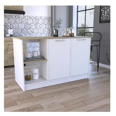 MUEBLE DE COCINA MULTIUSOS TU MESITA MERCURY COLOR BLANCO/DUNA 2 PUERTAS