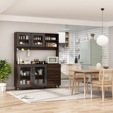 MUEBLE MODERNO DE COCINA MAVERICK COLOR NEGRO/MARRÓN TU MESITA