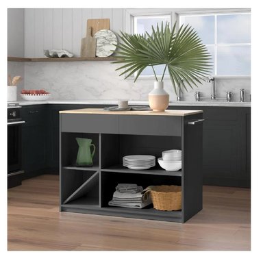 ISLA DE COCINA MODERNA TU MESITA PATRICIA COLOR GRIS OSCURO/DUNA 2 CAJONES