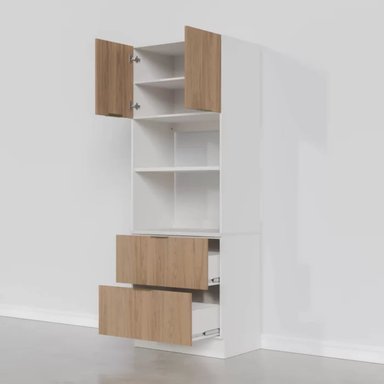 MUEBLE PARA MICROONDAS MILTON COLOR BLANCO/DUNA 2 PUERTAS 2 CAJONES TU MESITA - 3