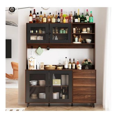 ALACENA MODERNA TU MESITA MARETTO MELAMINA 18MM COLOR NEGRO/MARRÓN 4 PUERTAS 4 CAJONES