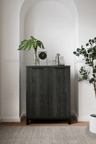 MESA DE BAR RÚSTICA MILLER 2 PUERTAS COLOR NEGRO TU MESITA