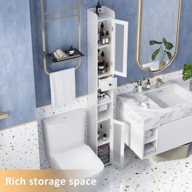 MUEBLE AUXILIAR DE BAÑO VERTICAL ADONAI COLOR BLANCO TU MESITA - 2