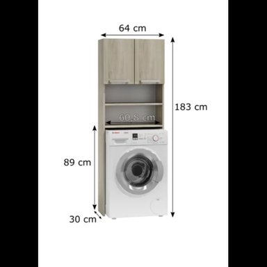 MUEBLE ORGANIZADOR PARA LAVADORA ALTO 183CM NATURAL - 2