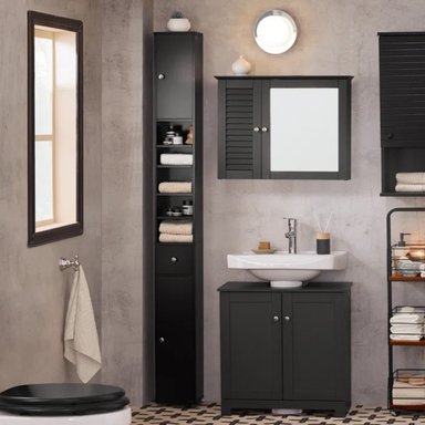 MUEBLE AUXILIAR DE BAÑO ROSSY COLOR NEGRO TU MESITA - 1
