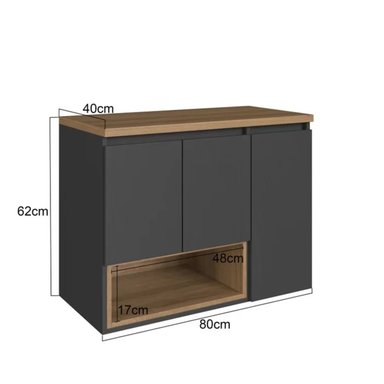 MUEBLE DE BAÑO FLOTANTE LUISA COLOR NEGRO/DUNA 3 PUERTAS TU MESITA - 3