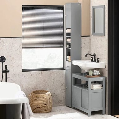 MUEBLE AUXILIAR DE BAÑO ROSSY COLOR GRIS TU MESITA - 2
