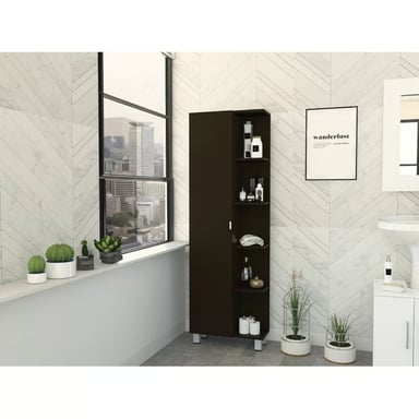 MUEBLE AUXILIAR DE BAÑO MULTIUSOS PUKAS COLOR NEGRO TU MESITA - 1
