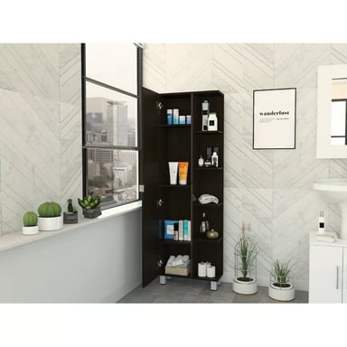 MUEBLE AUXILIAR DE BAÑO MULTIUSOS PUKAS COLOR NEGRO TU MESITA - 2