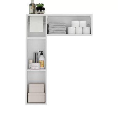 MUEBLE DE BAÑO FLOTANTE CON PORTA ROLLOS MILENA COLOR BLANCO2 PUERTAS TU MESITA - 2