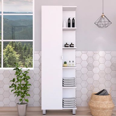 MUEBLE AUXILIAR DE BAÑO MULTIUSOS PUKAS COLOR BLANCO TU MESITA